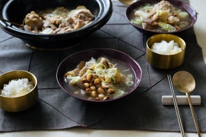 虎豆とたたきレンコンの参鶏湯風